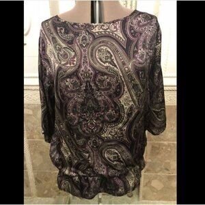WILLI SMITH. Size 18-20. XL. Blouson. 3/4 Sleeves. Poly Paisley Print. B14